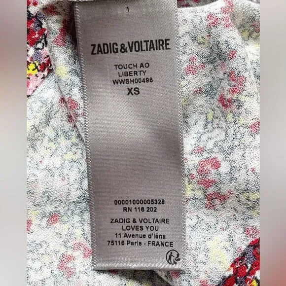Zadig & Voltaire floral sleeved blouse with tie NWT. XS - Picture 8 of 10